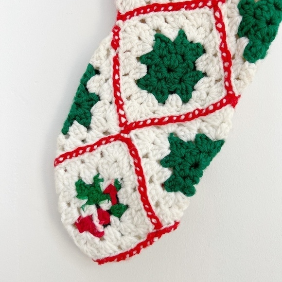 Handmade Vintage Knit Christmas Stocking Home Holiday Decor - Picture 6 of 9